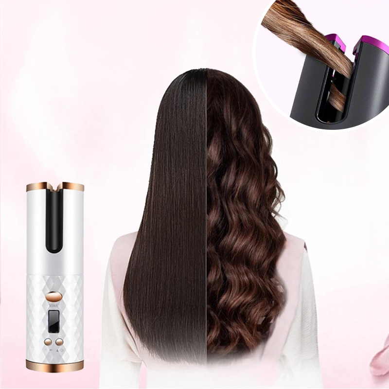 Cordless Automatic Rotating Curling Iron with 6 Heat Settings