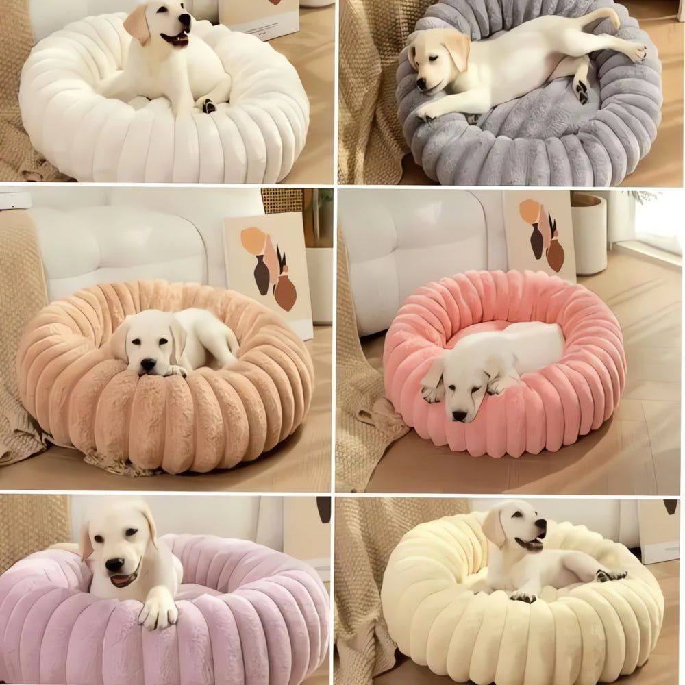Plush Round Pet Bed for Cats and Small Dogs