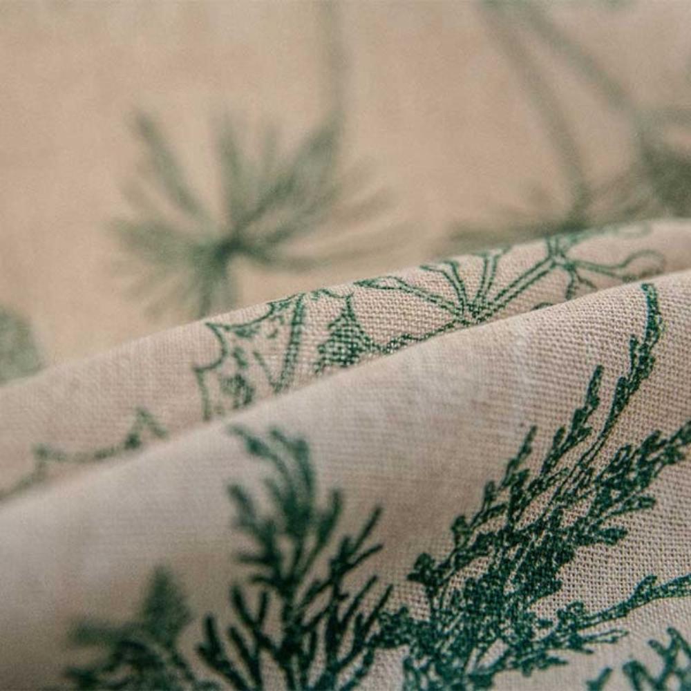 Green Pine Bird Pattern Semi-Blackout Tassel Curtain