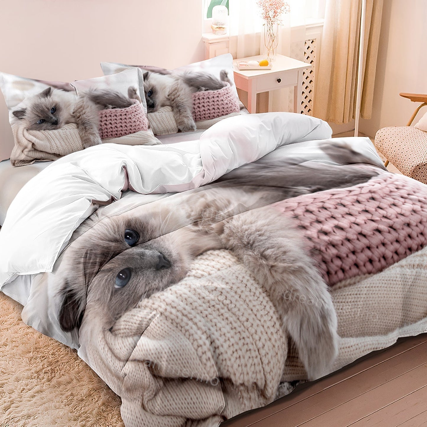 Luxury Vintage Polyester Duvet Cover Set - Hypoallergenic & Breathable