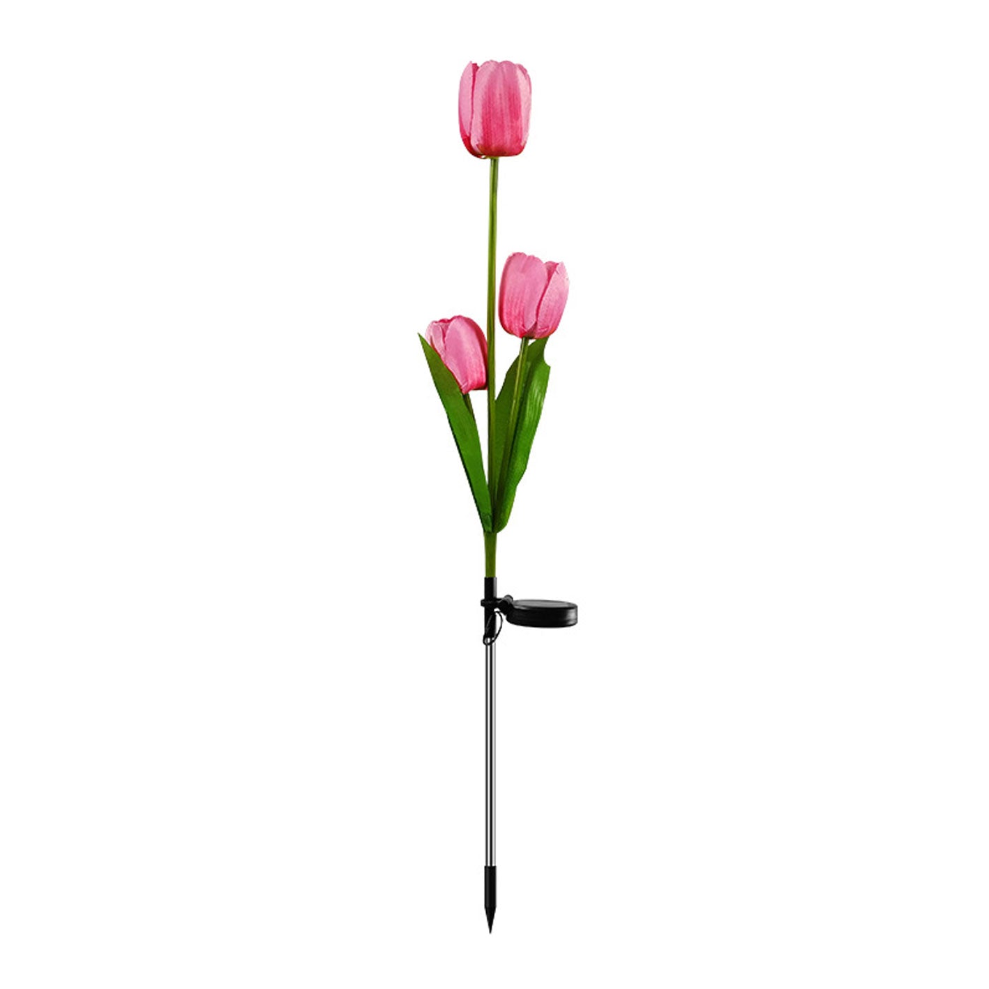 Solar LED Tulip Flower Garden Light Stake - Pink & Green