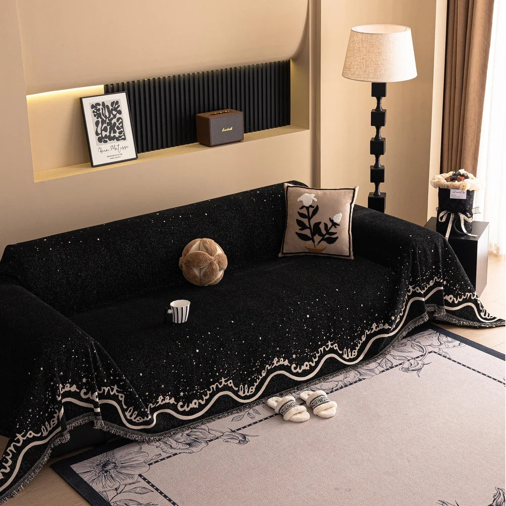 Cursive Glitter Chenille Sofa Cover