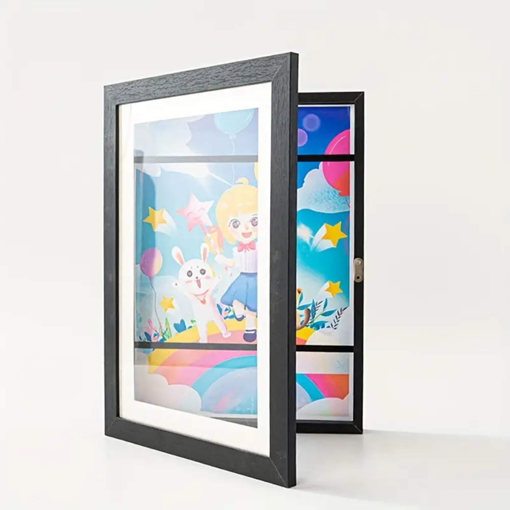 Children's Artwork Display Frame in Black Wood