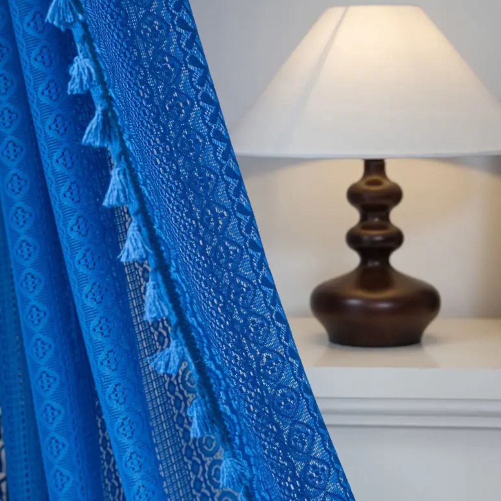 Crochet Lace Tassel Light Filtering Curtain