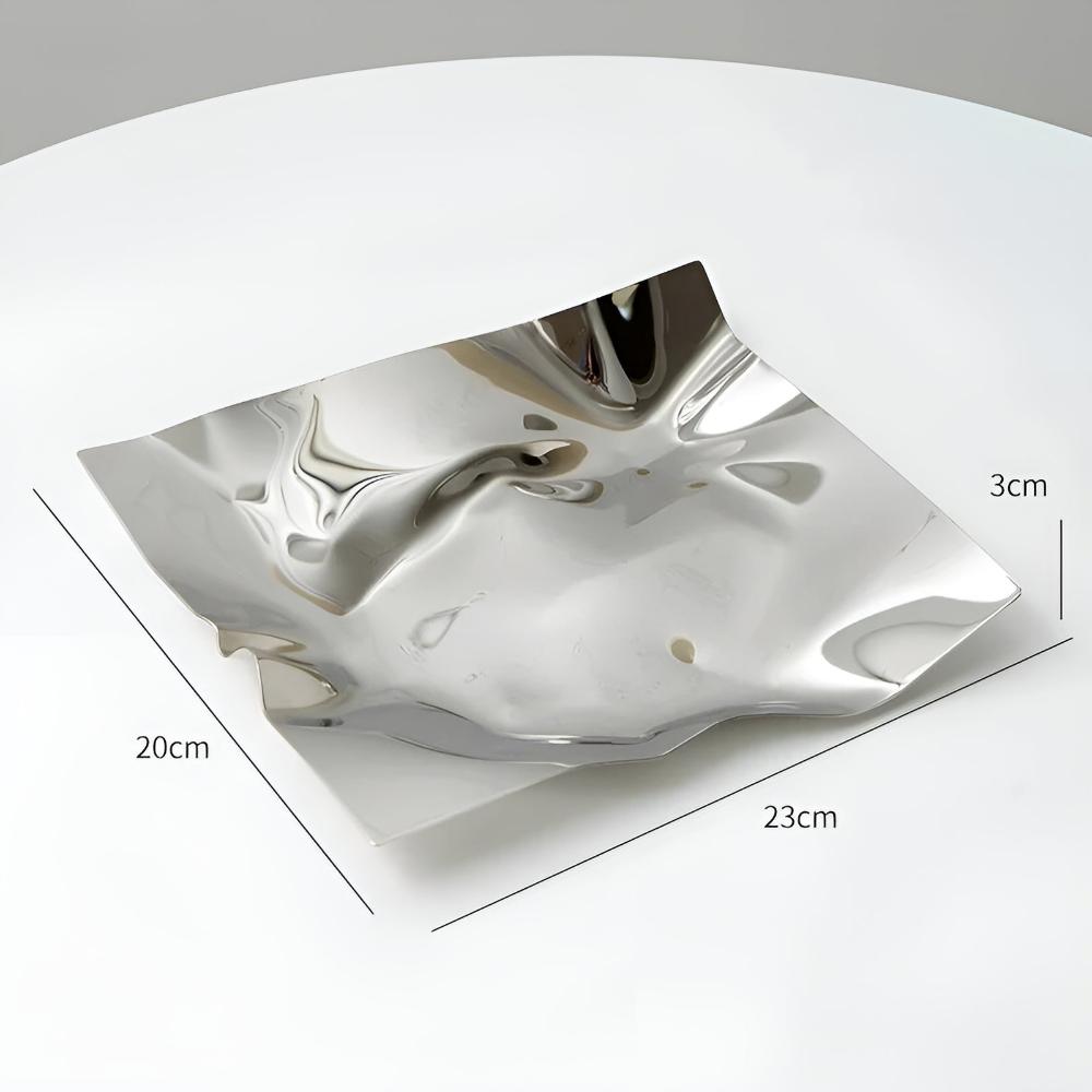 Sculpted Chrome Accent Tray for Jewelry and Accessories
