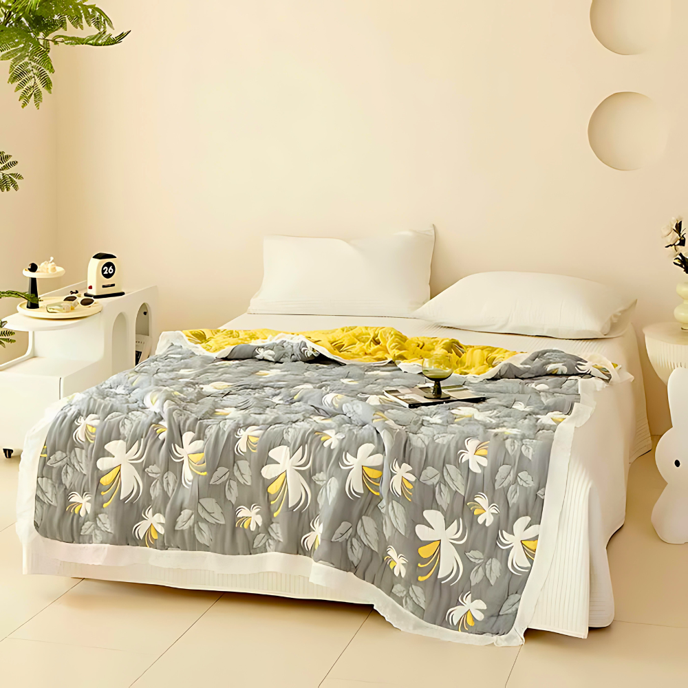 Bamboo Fiber Elegant Floral Summer Blanket