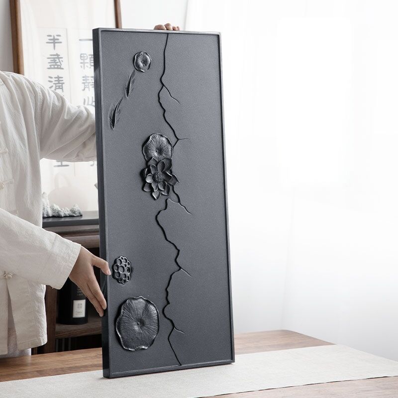 Natural Black Stone Lotus Tea Tray