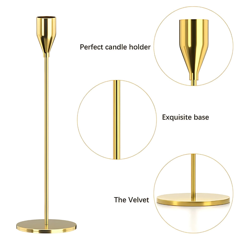 Tall Stainless Steel Candle Holder Set - Modern Trio