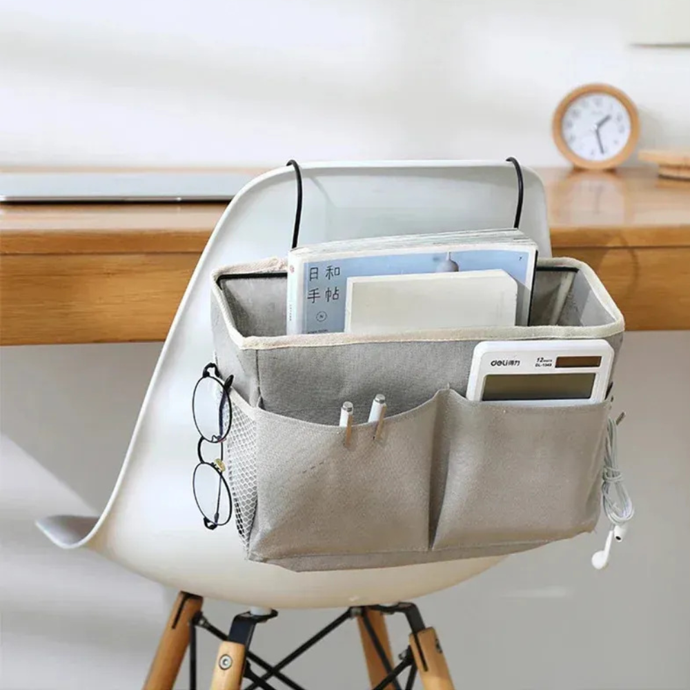 Multi-Pocket Hanging Organizer Bag with Side Hooks