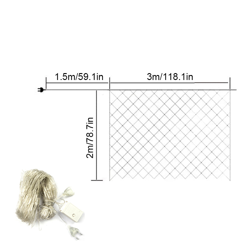 Solar LED Net Light with 8 Modes for Outdoor Decor