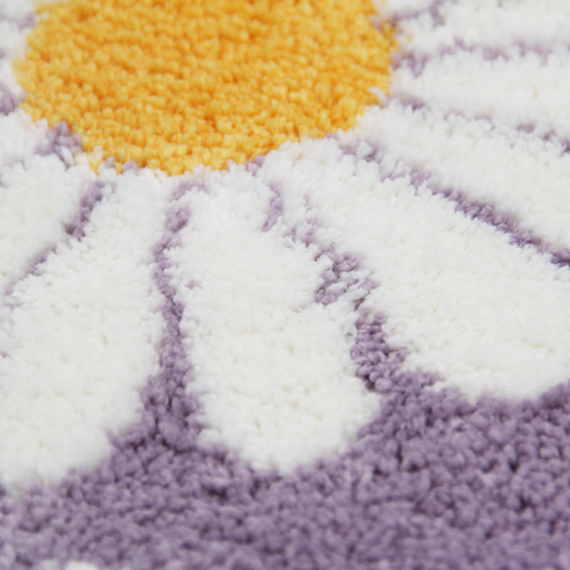 Purple Flower Bath Mat with Non-Slip Backing