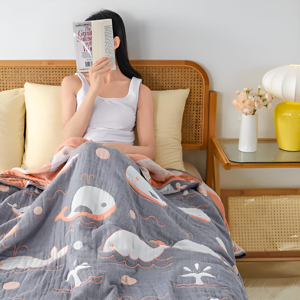 Whale Print Organic Cotton Blanket