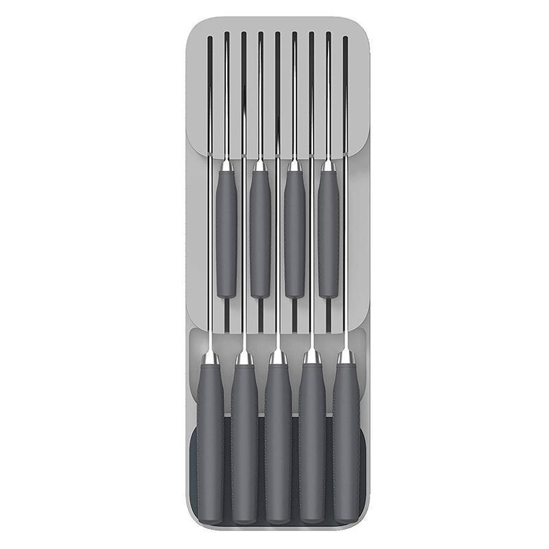 Knife Storage Tray for Kitchen Drawers - Double Layer Organizer for 9 Knives