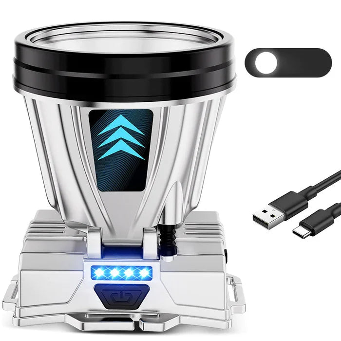 Rechargeable LED Headlamp with Dual Brightness and Battery Indicator