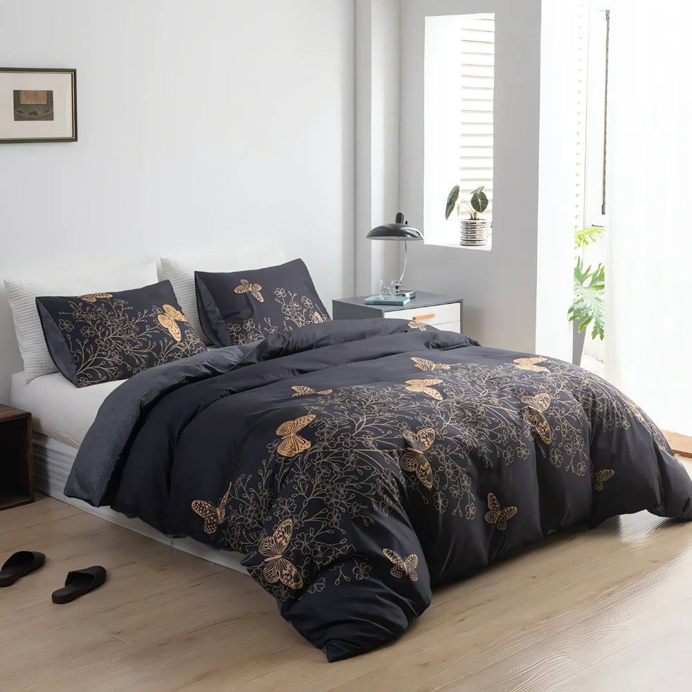 Midnight Butterfly Duvet Cover Set with Pillowcases