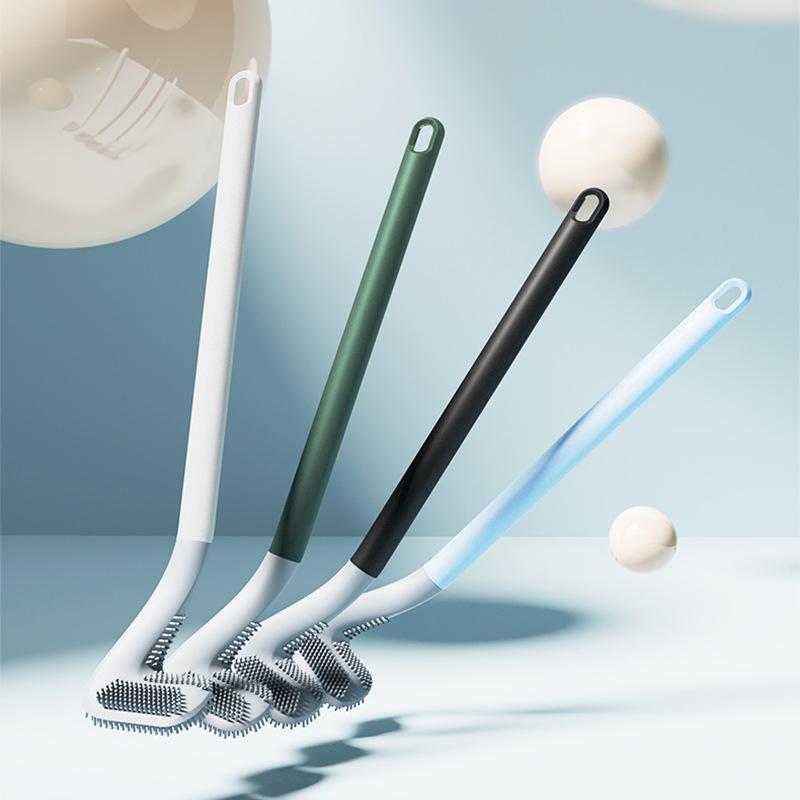 Flexible Silicone Golf Toilet Brush with Long Handle and Wall Mount