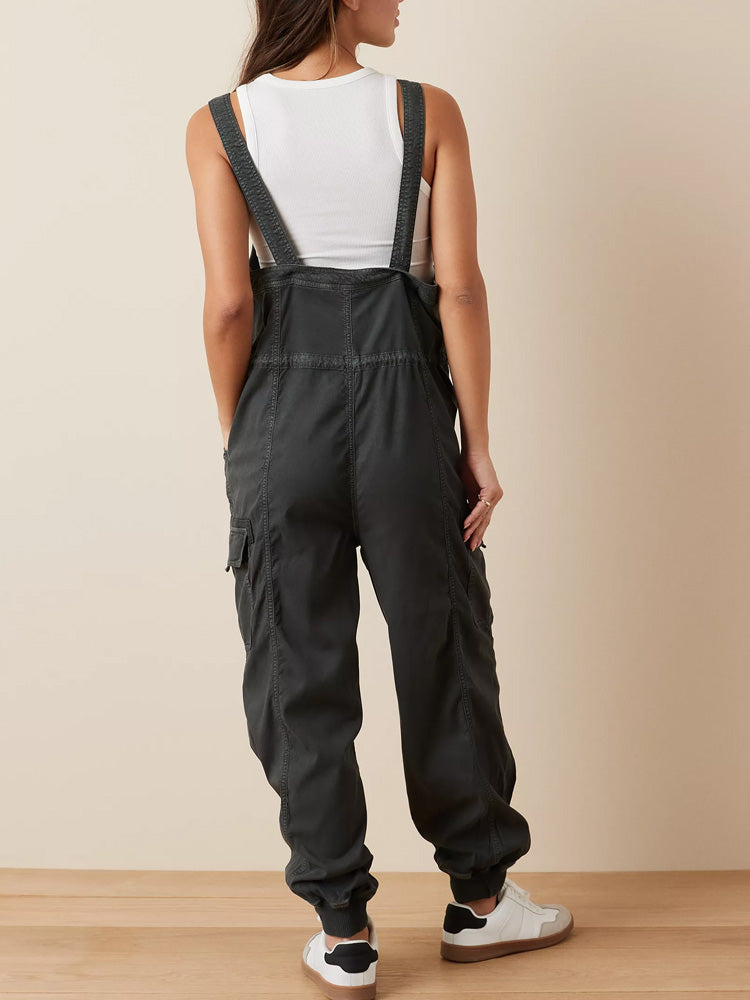Vintage-Inspired Women's Drape Cargo Overalls