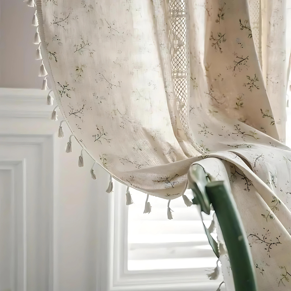 Boho Floral Lace Semi-Blackout Curtain