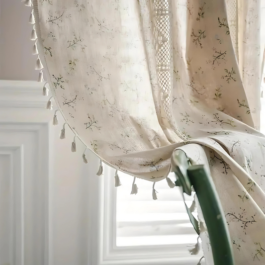 Boho Floral Lace Semi-Blackout Curtain
