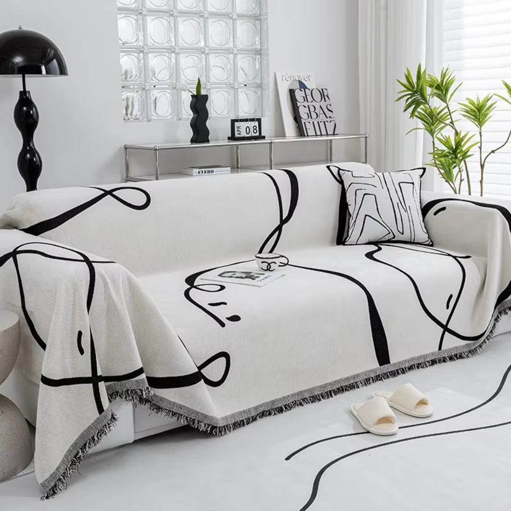 Reversible Abstract Chenille Sofa Cover
