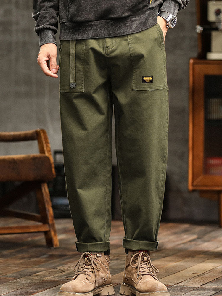 Men's Vintage Utility Pants with Pockets and Belt
