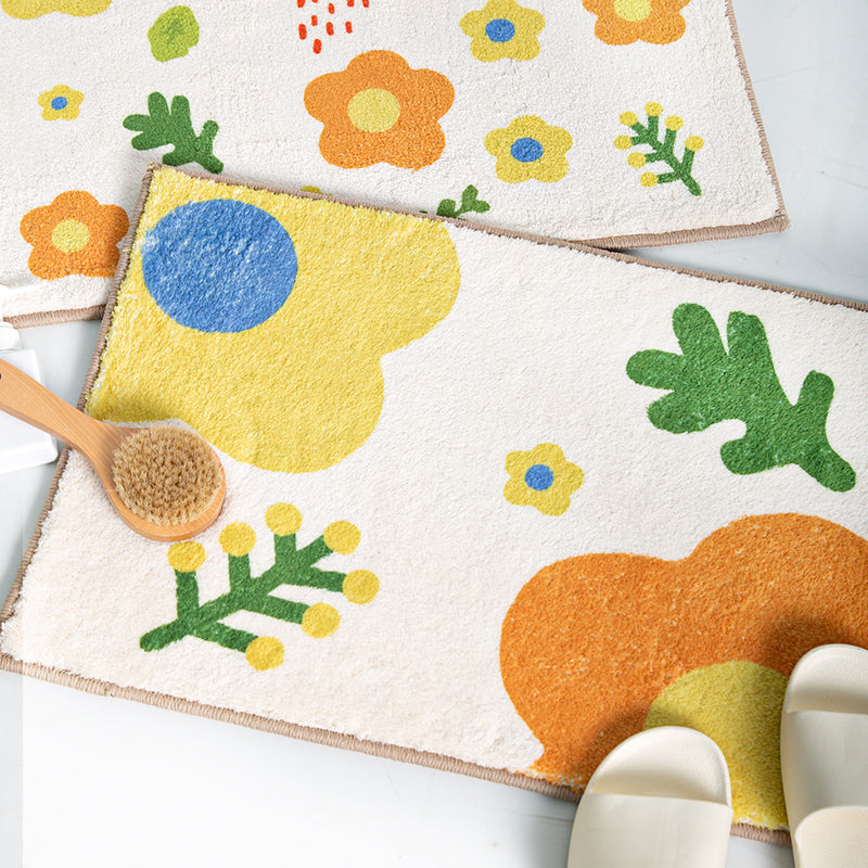 Plush Microfiber Non-Slip Bath Mat - Sweet Flower Design
