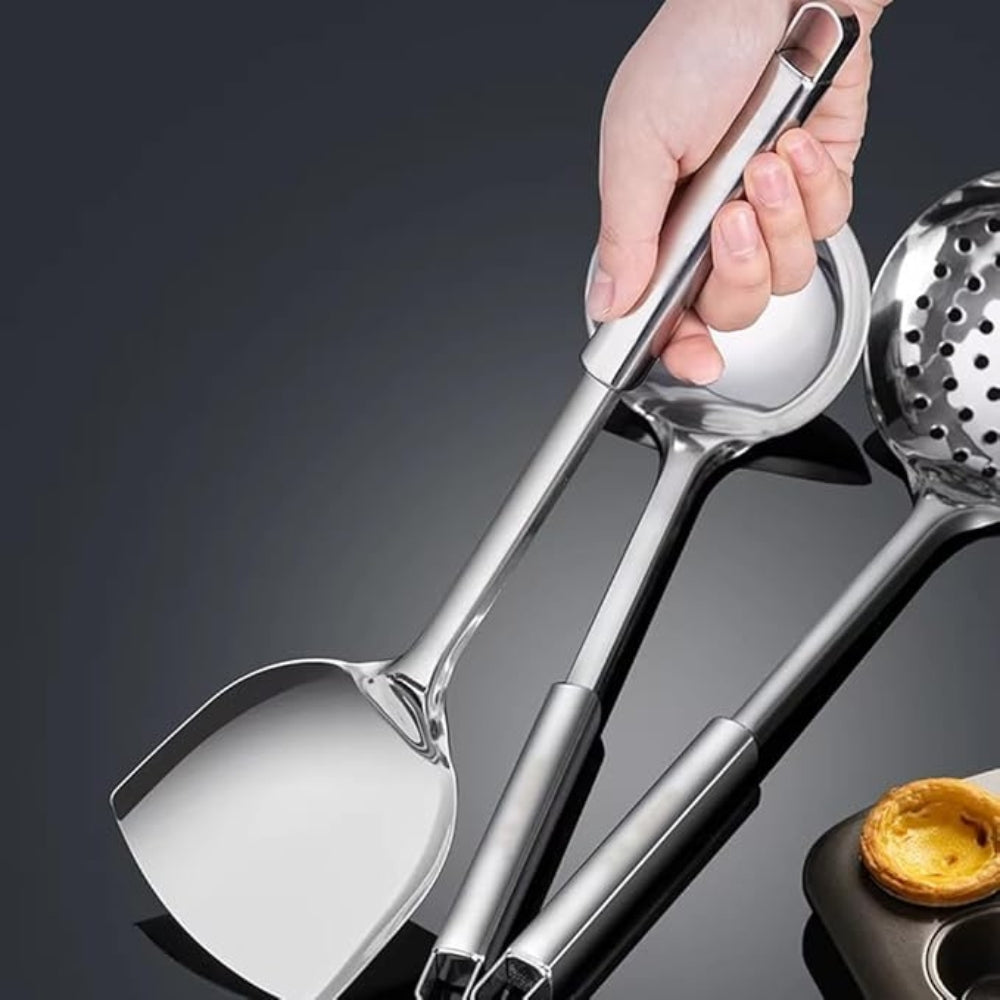 Stainless Steel Cooking Utensil Set with Ergonomic Handles