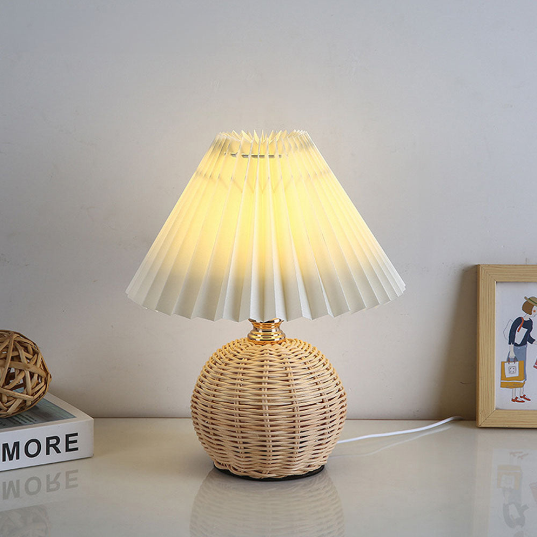 Modern Table Lamp with White Pleated Fabric Shade