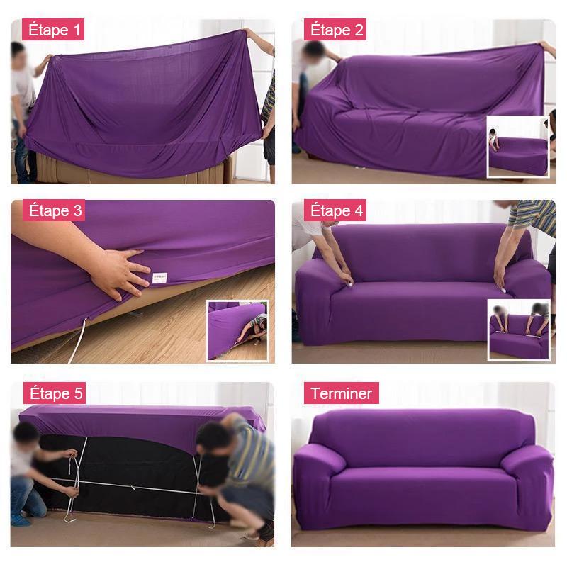Stretchable Non-Slip Sofa Cover in Light Gray