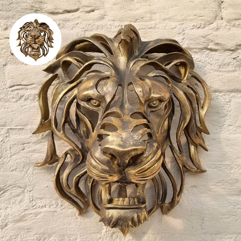 Golden Lion Head Wall Art Decor