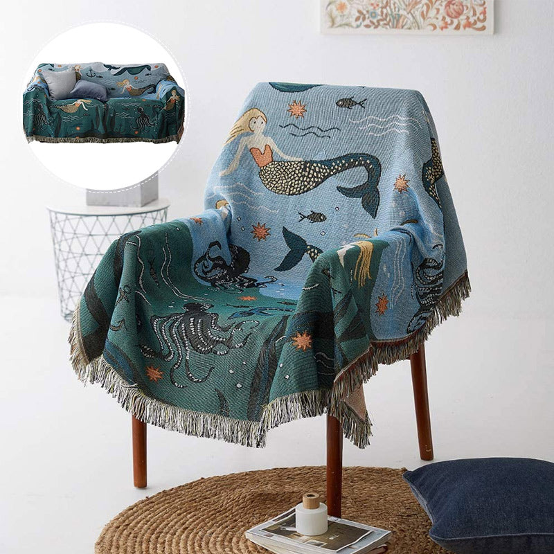 Mermaid Sofa Cover with Artistic Fringes