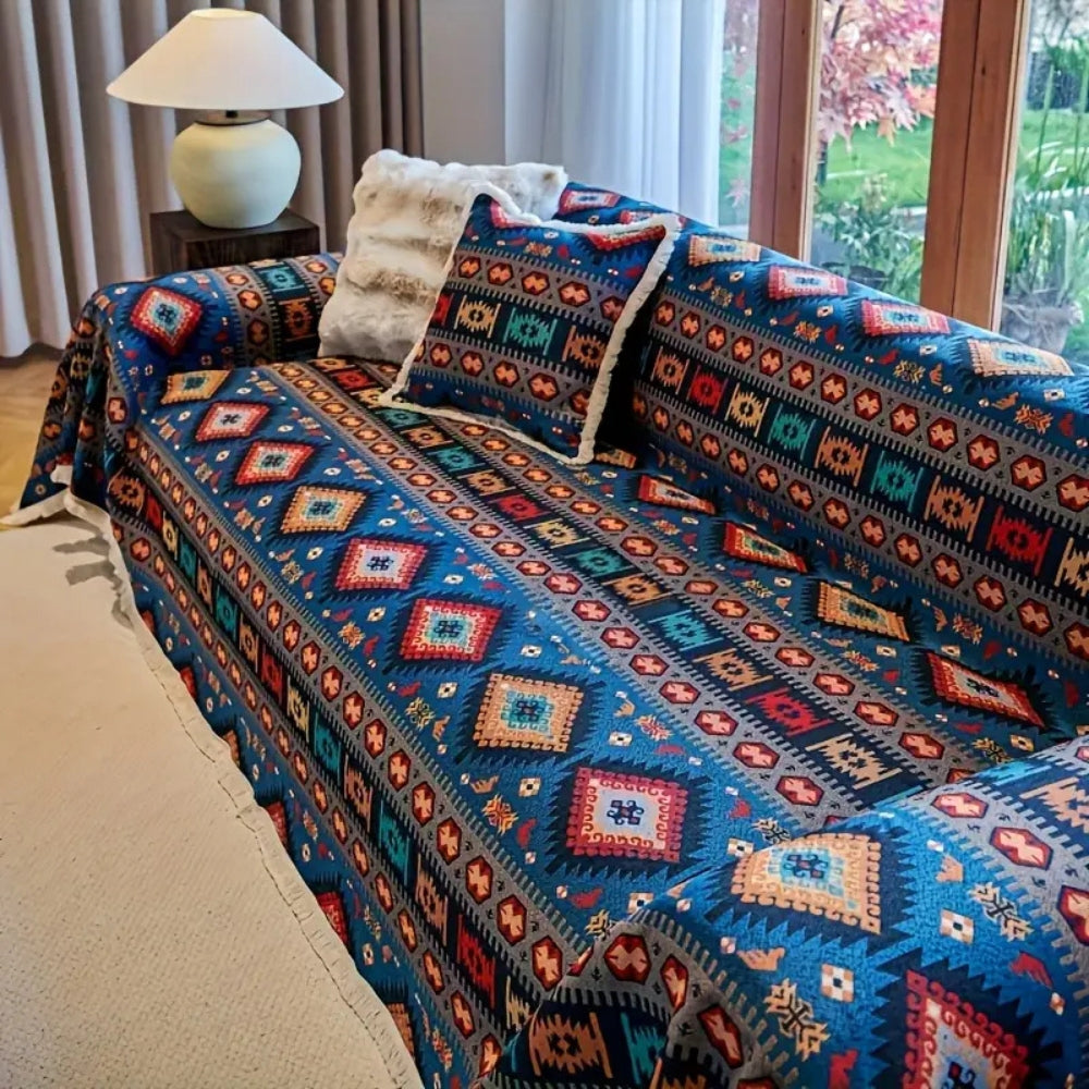 Bohemian Geometric Sofa Cover in Chenille