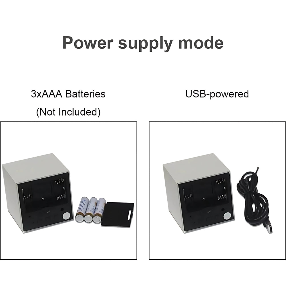 Modern Cube LED Alarm Clock with Temperature Display