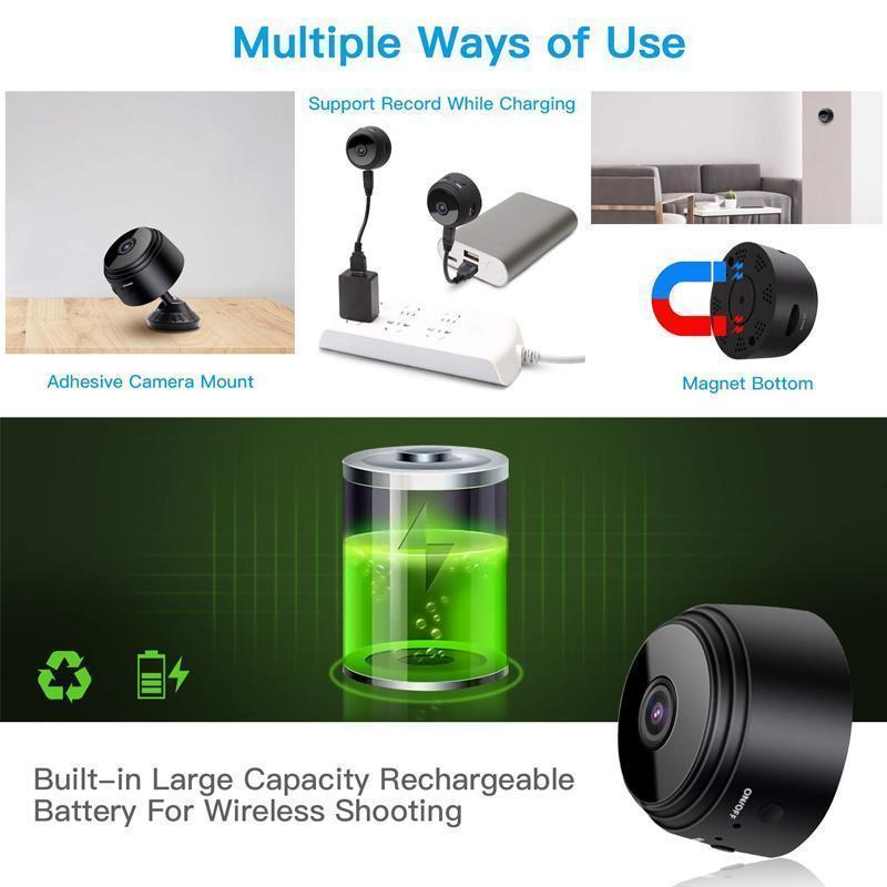 1080p Magnetic WiFi Mini Security Camera with Night Vision