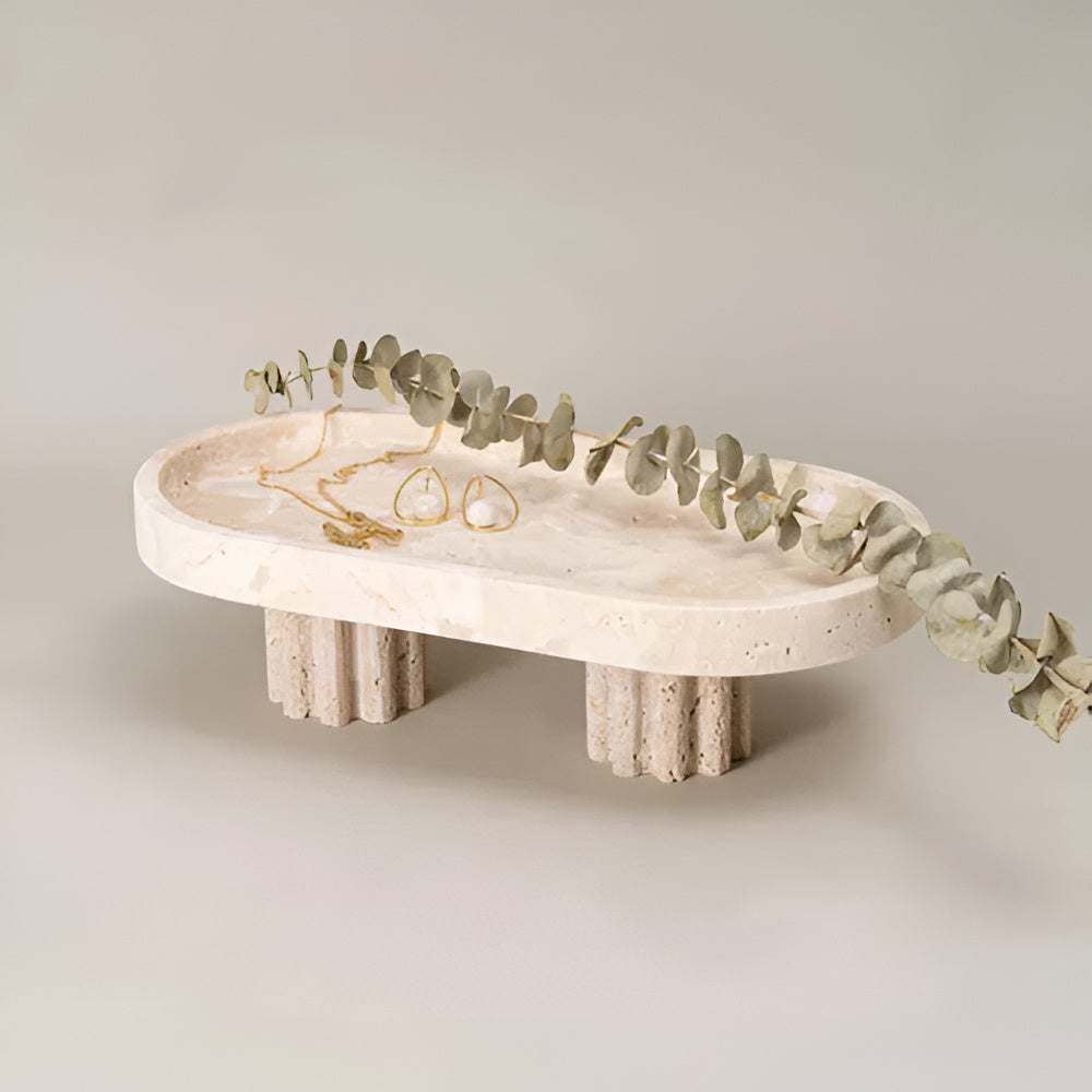 Natural Beige Travertine Jewelry Tray
