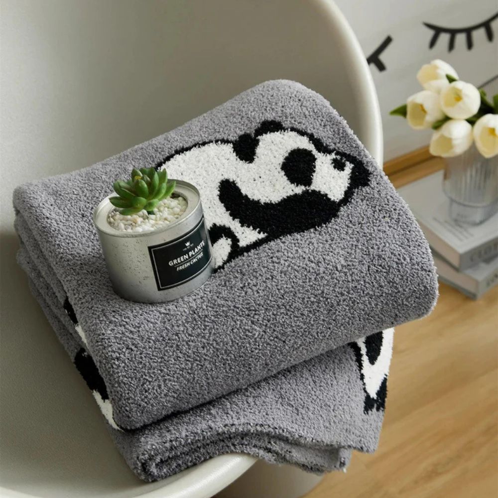 Kawaii Panda Jacquard Knit Blanket