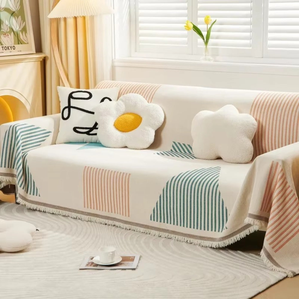 Plush Geometric Chenille Sofa Cover