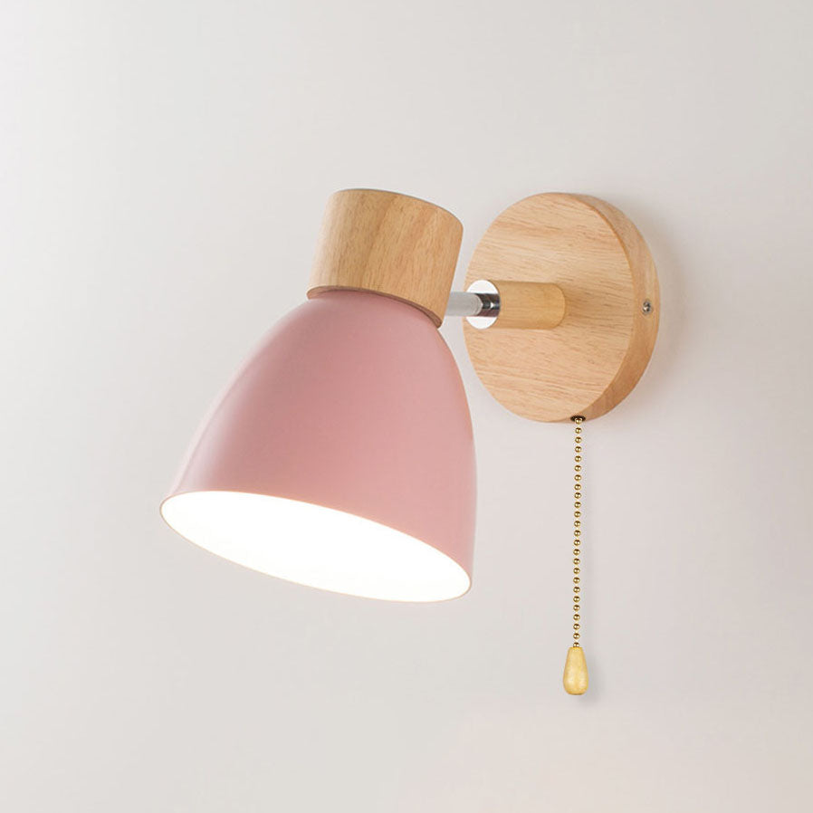 Modern Macaron Wall Light with Natural Wood Accent