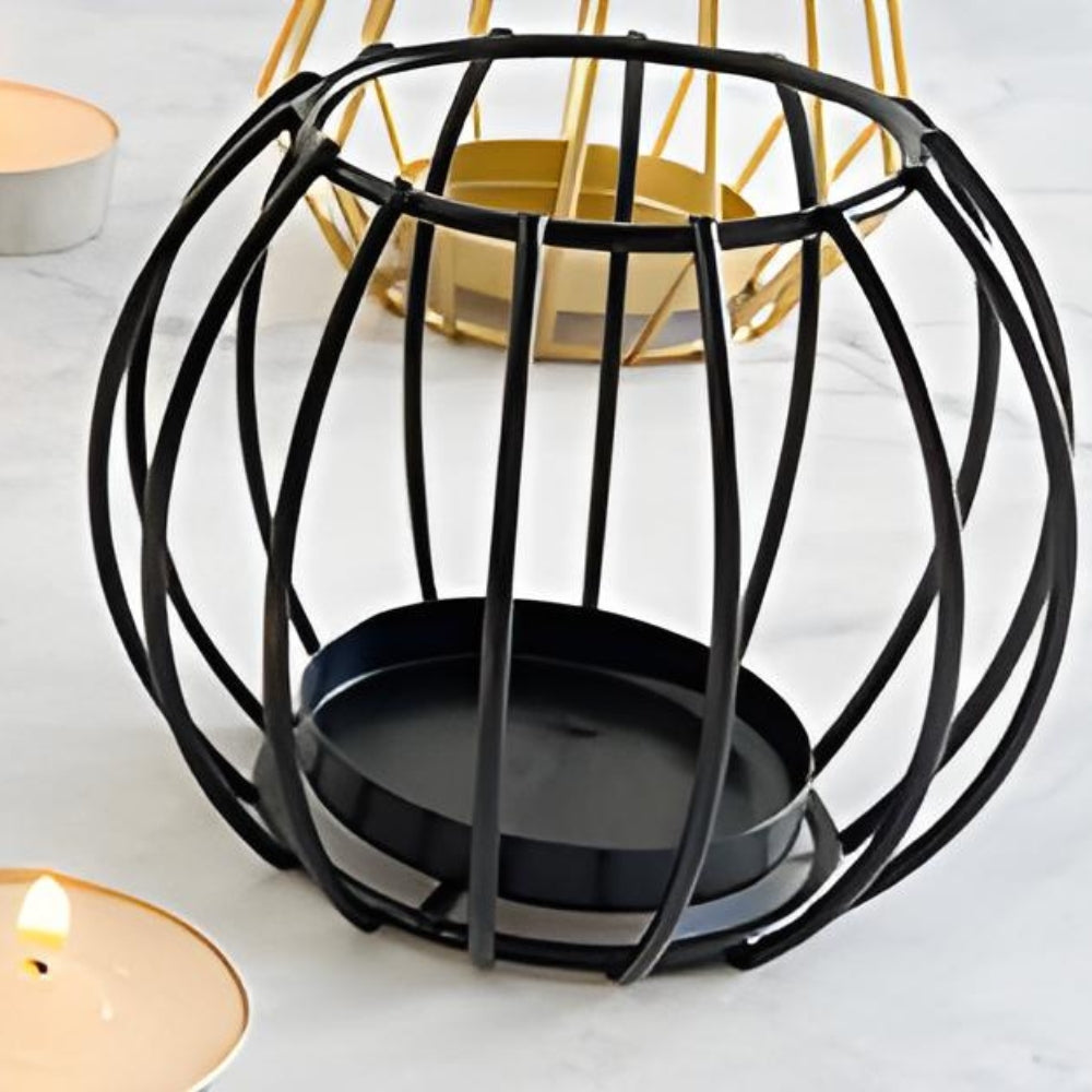 Geometric Iron Candle Holder in Black or Gold Finish