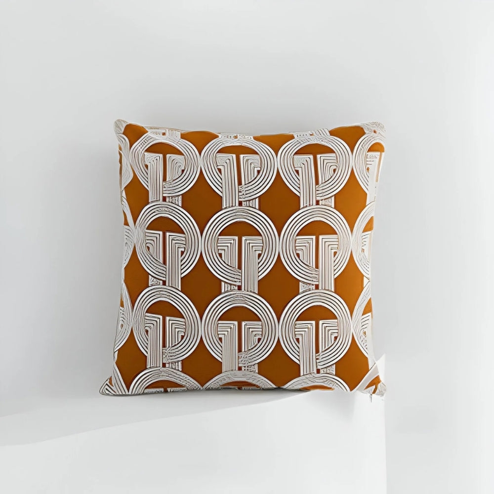 Embroidered Modern Interlock Pattern Cushion Cover