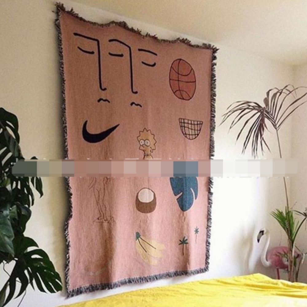 Pink Muse Colorful Woven Throw Blanket