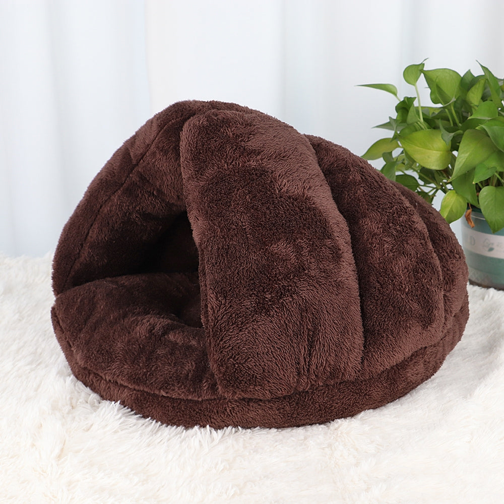 Cozy Polar Fleece Pet Cave Bed for Cats and Small Dogs