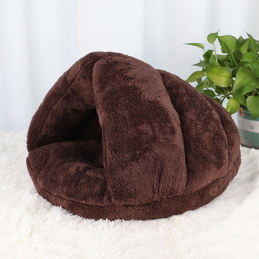 Cozy Polar Fleece Pet Cave Bed for Cats and Small Dogs