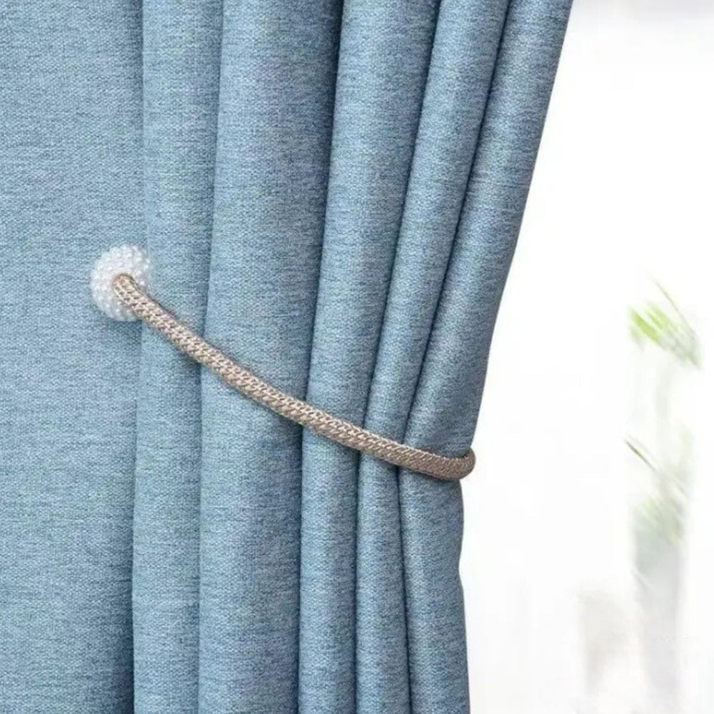Magnetic Faux Pearl Curtain Tie Backs - 2 Piece Set
