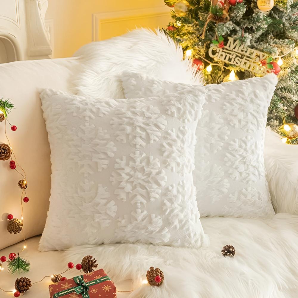 3D Snowflake Textured Cushion Covers
