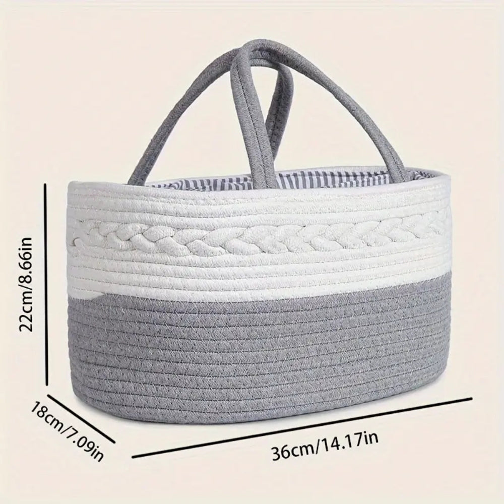 Braided Grey Portable Baby Essentials Caddy