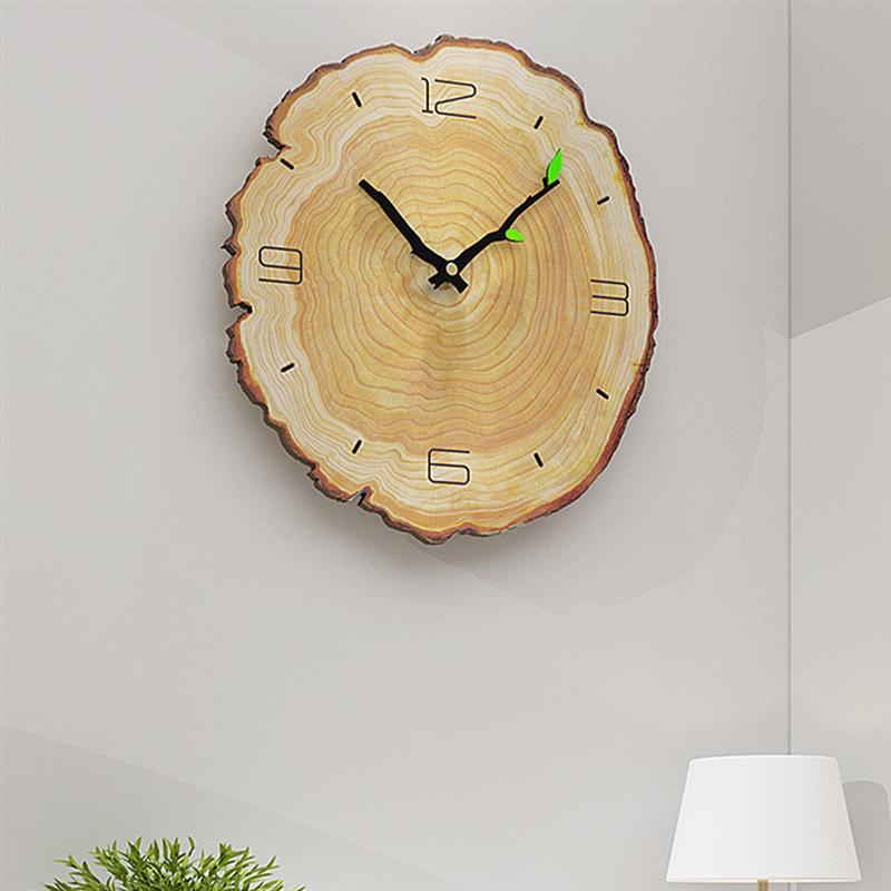 Wooden Annual Rings Wall Clock with Silent Mechanism