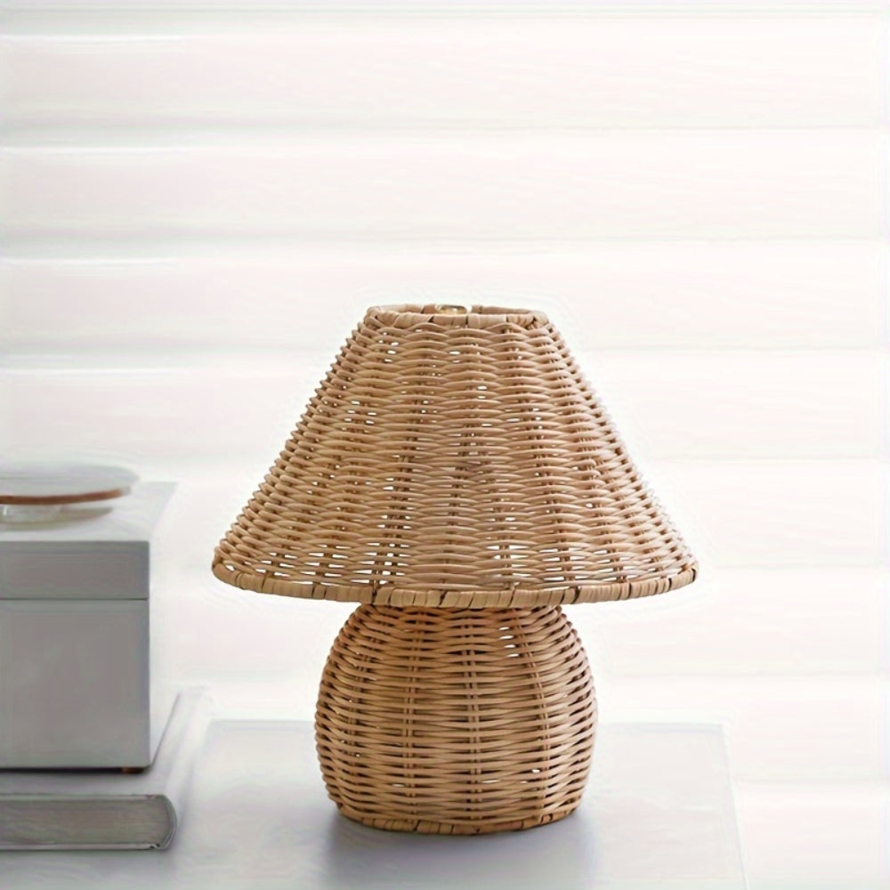 Handcrafted Rattan Table Lamp with Natural Texture
