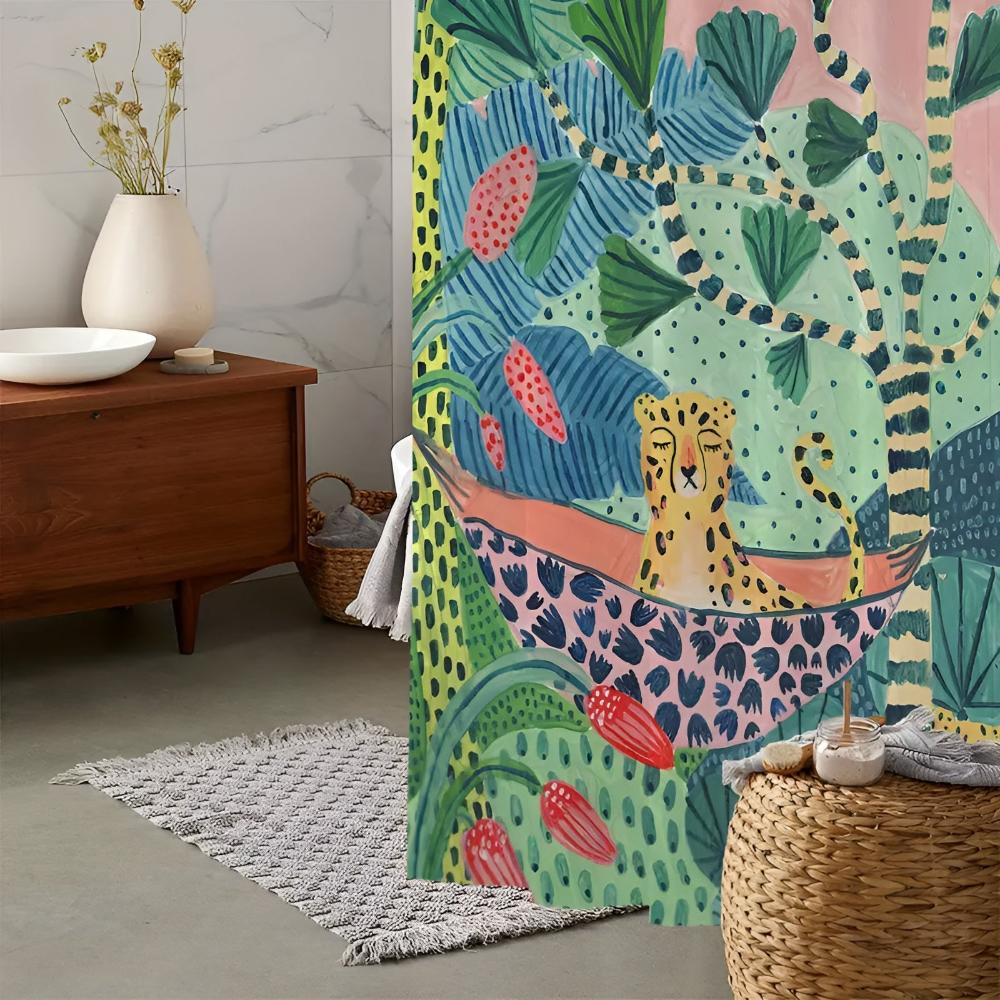 Tropical Cheetah Pattern Shower Curtain