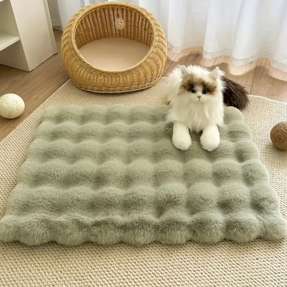 Plush Faux Fur Pet Mat for Cats and Small Dogs